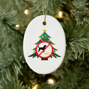 Dog No Pee Sign Ceramic Ornament