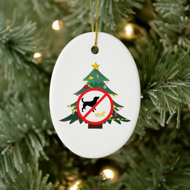 Dog No Pee Sign Ceramic Ornament (Tree)