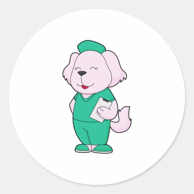Dog Nurse Classic Round Sticker (Front)