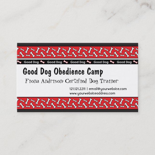 Dog Obedience Classes Dog Trainer Business Cards (Front)