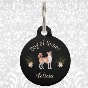 Dog of Honour Cream and Black Wedding Pet Tag