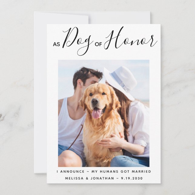Dog of Honour Just Married Pet Wedding Announcemen Save The Date (Front)