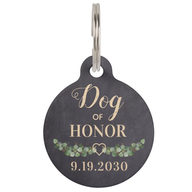 Dog Of Honour Personalized Pet Wedding Tag (Front)