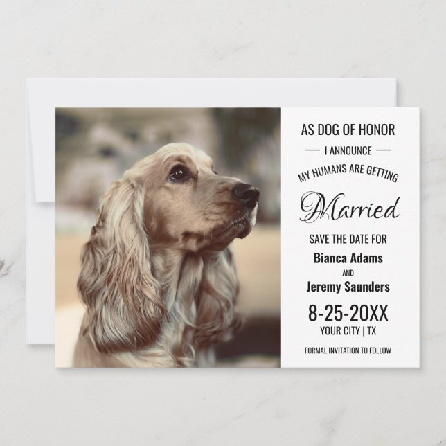 Dog of Honour Pet Photo Wedding Save The Date (Front)