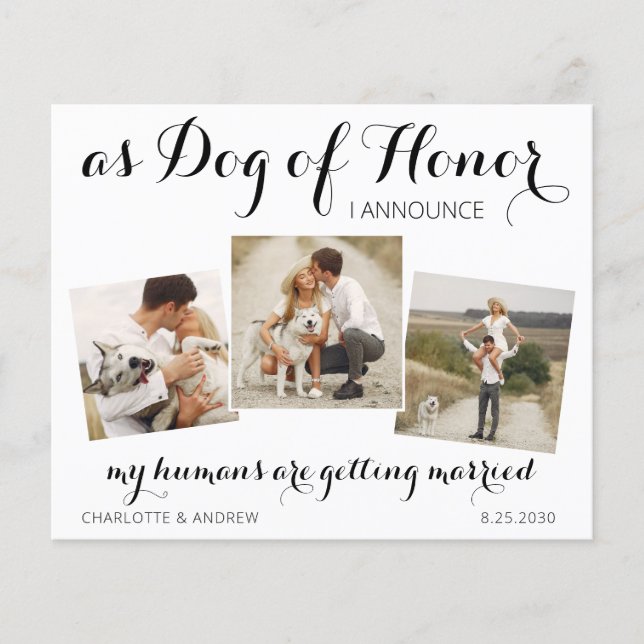 Dog Of Honour Wedding Save The Date QR Code Invite (Front)