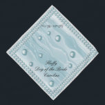 Dog of the Bride & Teal Blue Pearls & Blue Silk Ba Bandana<br><div class="desc">This is friendly Bandana to make your darling dog or your sweet cat join you on your wedding day. About the design: The background has a Teal Blue Silk pattern. The Bandana has a lovely frame with two strands of Teal Blue Pearls. On the silk pattern, there are nine Teal...</div>