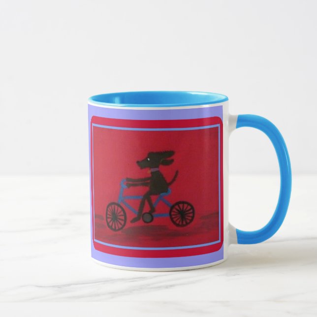 dog on a bike ringer mug (Right)