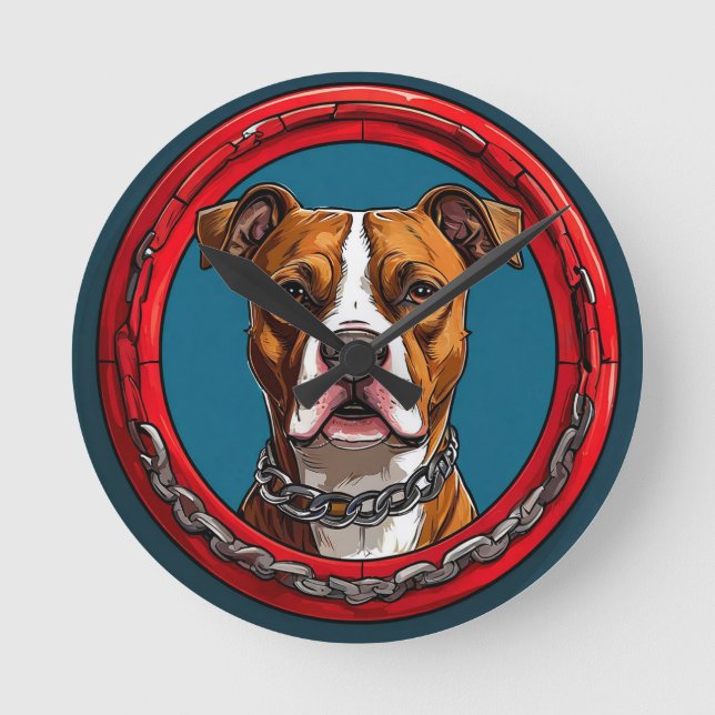 Dog on a blue background with chains round clock (Front)