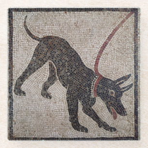 Dog on a leash, from Pompeii Glass Coaster