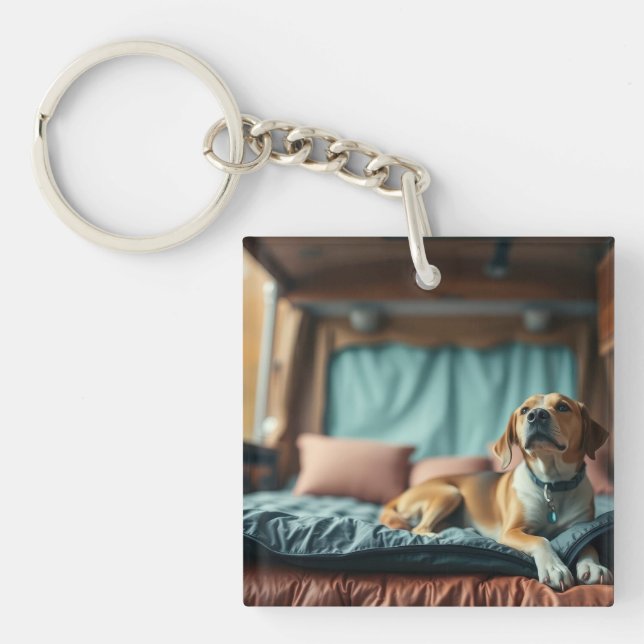 Dog on Bed Keychain (Front)