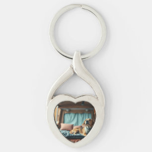 Dog on Bed Keychain