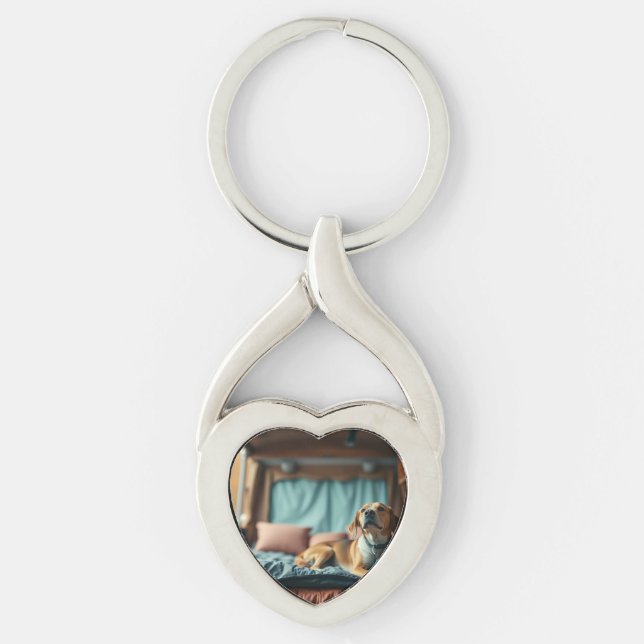 Dog on Bed Keychain (Front)