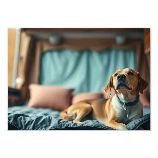 Dog on Bed Photo Print (Front)