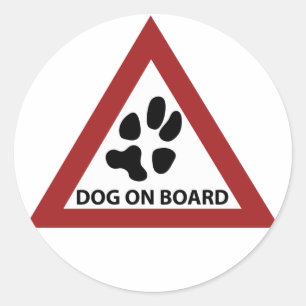dog on board classic round sticker