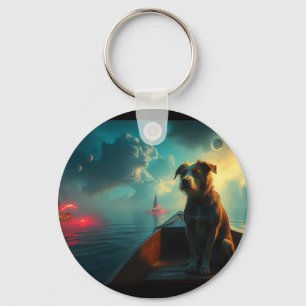 Dog on boat keychain