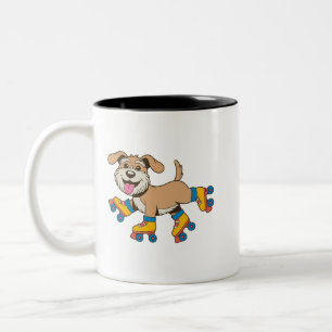 Dog On Roller Skates Hang On I See A Dog Two-Tone Coffee Mug