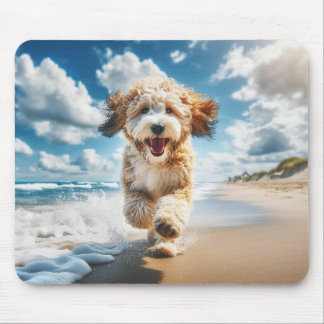 Dog on the beach mousepad