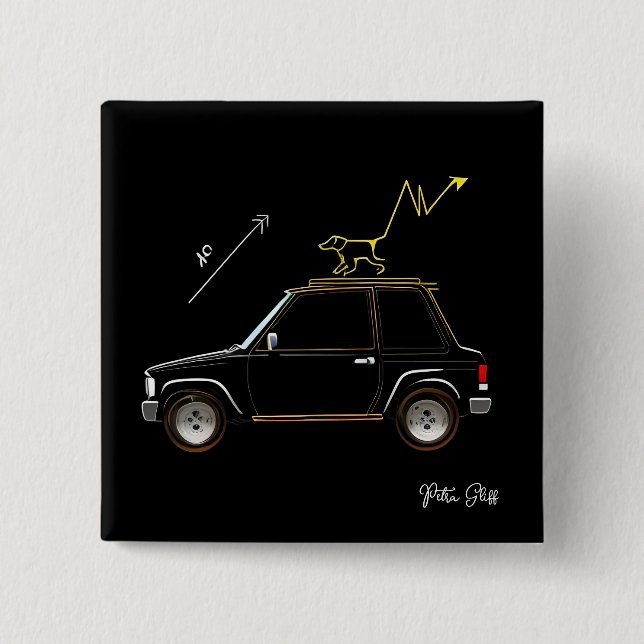 Dog on Wall Street Petra Gliff Square Button (Front)