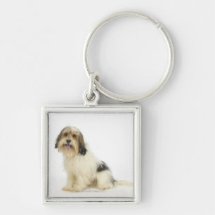 Dog on White 104 Keychain