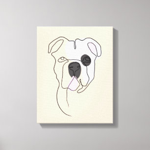 Dog One Line Drawing with Colour Canvas Print