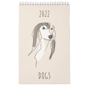 Dog One Line Drawings with Colour Calendar