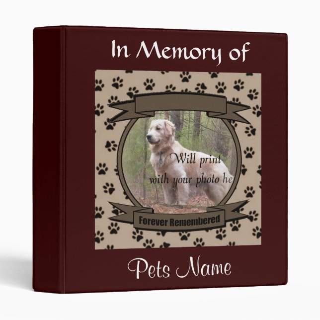 Dog or Cat Forever Remembered Memorial Binder (Front/Spine)