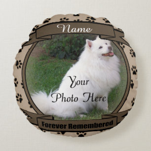 Dog or Cat Forever Remembered Pet Memorial Round Pillow