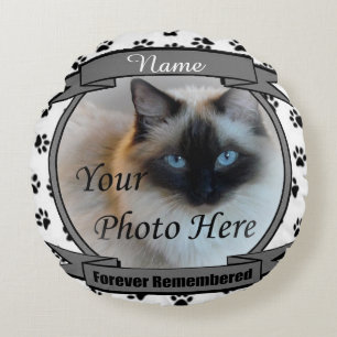 Dog or Cat Forever Remembered Pet Memorial Round Pillow