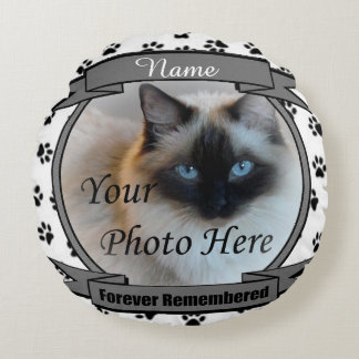 Dog or Cat Forever Remembered Pet Memorial Round Pillow