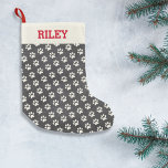 Dog or Cat Name Paw Print Personalized Chalkboard Small Christmas Stocking<br><div class="desc">Your pet will love this festive Christmas stocking (especially if it's filled with treats)!  The stocking features an off white paw print pattern and his name on top.  The black chalkboard background gives it a bit of a vintage/rustic feel.  Cute,  fun and easy to personalize!</div>
