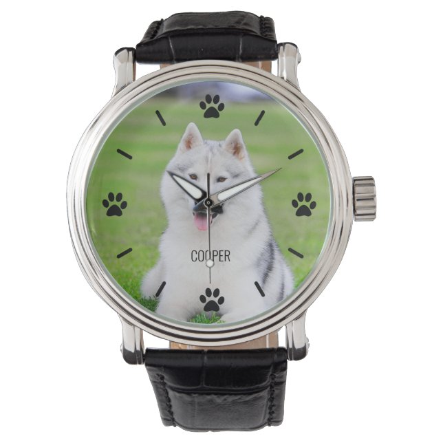 Dog or Cat Paw Custom Pet Photo Watch (Front)