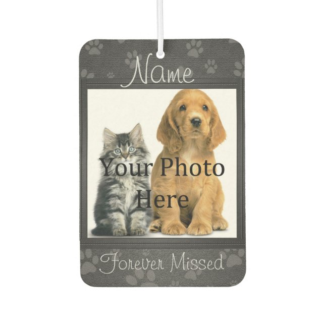 Dog or Cat Paw Prints Pet Memorial to Personalize Car Air Freshener (Front)