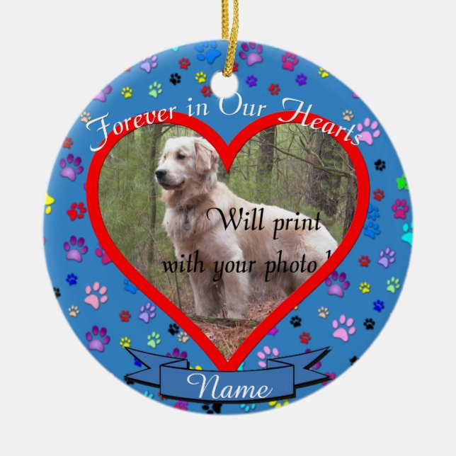 Dog or Cat Pet Memorial Christmas Ceramic Ornament (Front)