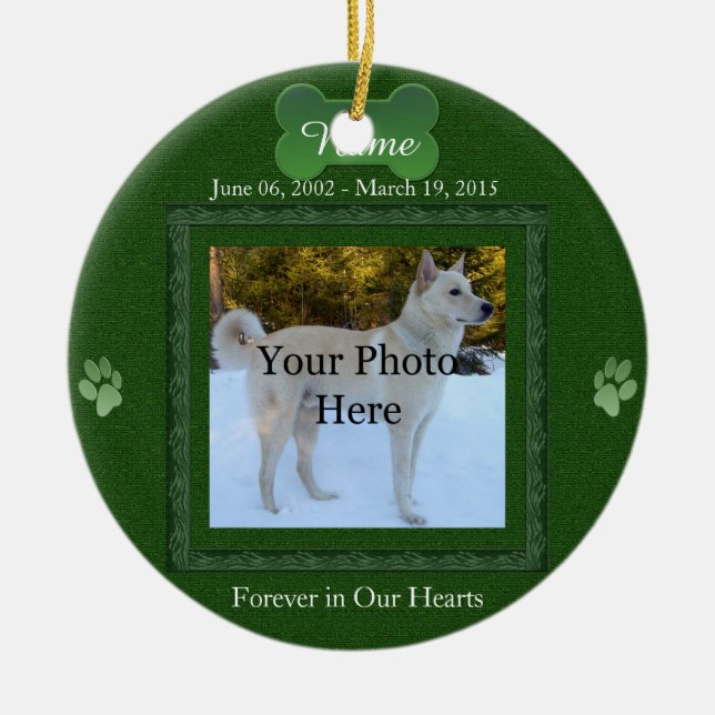 Dog or Cat Pet Memorial Christmas Ceramic Ornament (Front)
