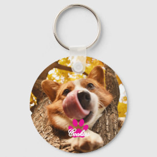 Dog Owner Personalized photo & Pet name Keychain