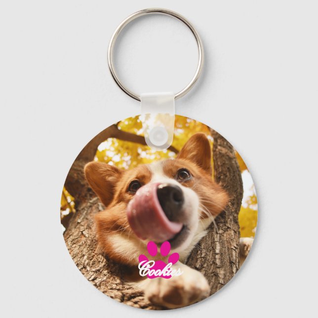 Dog Owner Personalized photo & Pet name Keychain (Front)