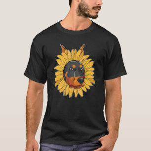 Dog Owner Pet Animal Dog  Hippie Sunflower Doberma T-Shirt