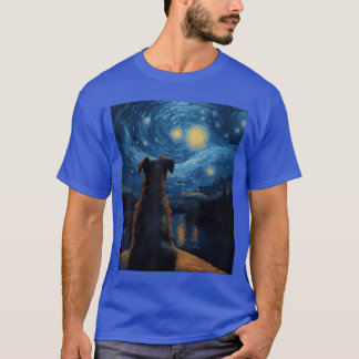 Dog Painting Art Starry Night Dog Vincent Van Gogh T-Shirt