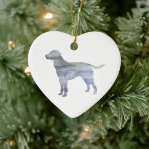 Dog Painting Silhouette Christmas Art Ceramic Ornament