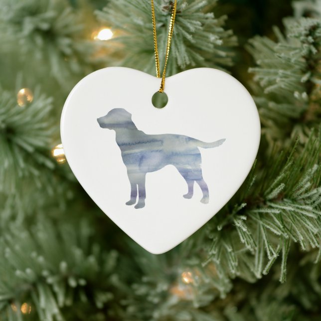 Dog Painting Silhouette Christmas Art Ceramic Ornament (Tree)