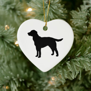 Dog Painting Silhouette Christmas Art Ceramic Ornament
