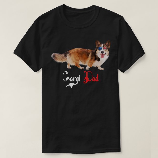 Dog Papa Puppy Dad Corgi584 T-Shirt (Design Front)