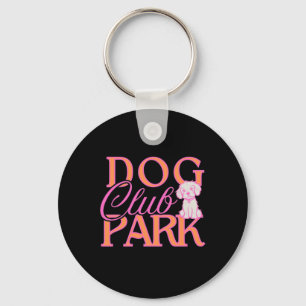 Dog Park Club In Hot Pink And Orange – Cute Puppy Keychain