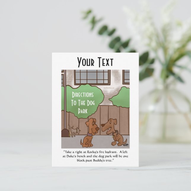 Dog Park Directions Post Card (Standing Front)