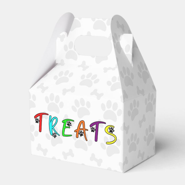 Dog Party Custom Treat Text Favor Box (Front Side)