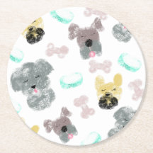Dog Party Doodles Pink Blue