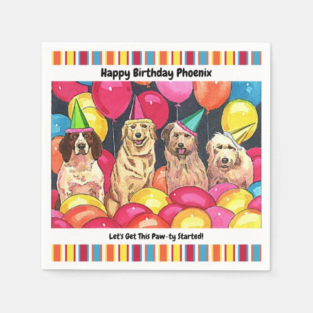 Dog Party Let's Get This Pawty Started Personalize Napkin (Front)