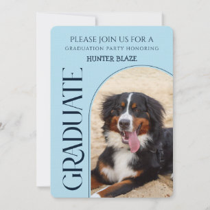 Dog Party Pet Photos Navy Blue Graduation Invitation