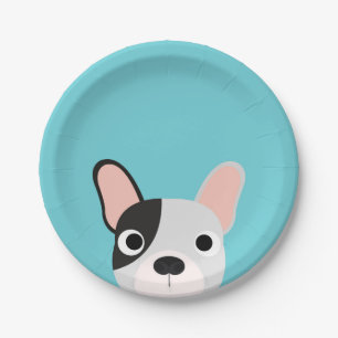 Dog Party Turquoise Bulldog Dinner Paper Plates