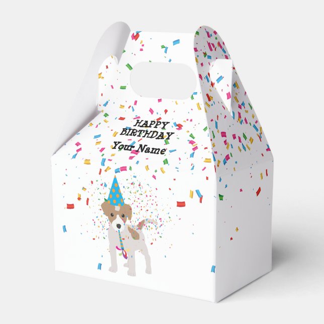 Dog Partying - Animals at Birthday Party Favor Box (Front Side)